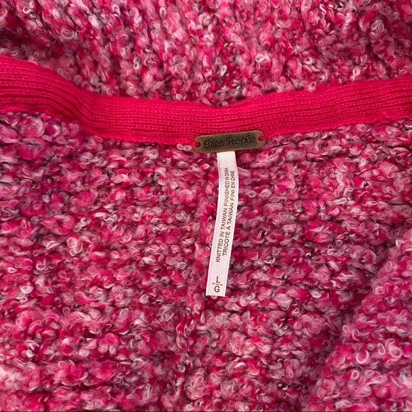 Free People BFF Boucle Knit Shawl Cardigan Pink S - Picture 5 of 6